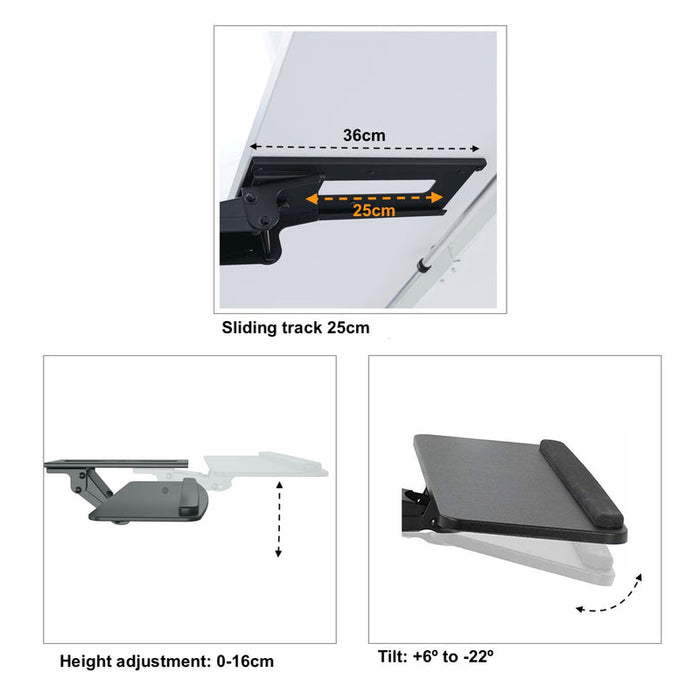 GKU Underdesk Keyboard Tray Full Motion