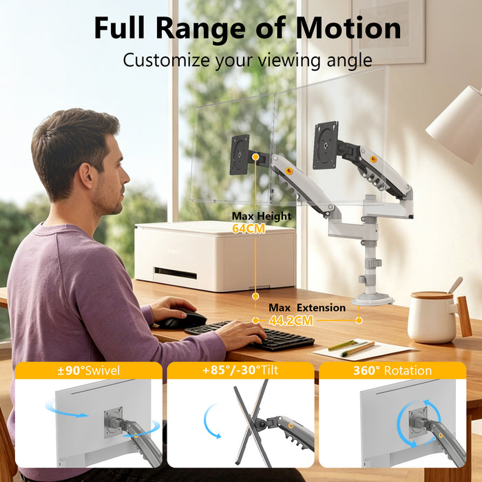 Dual Monitor Arm Ergonomic for Desktops VESA Mount