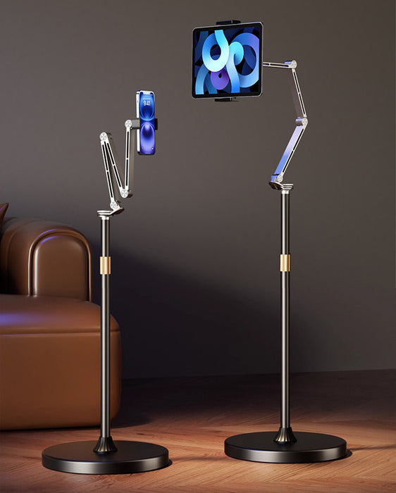 Aluminum Floor Tablet/iPad/Phone Holder Stand Mechanical Arm 360° Rotating