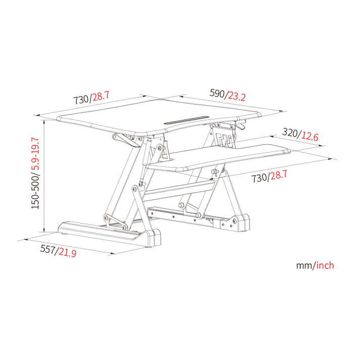 Sit Stand Desk Adjustable Riser Ergonomic Work Station 730x590mm GLD07S