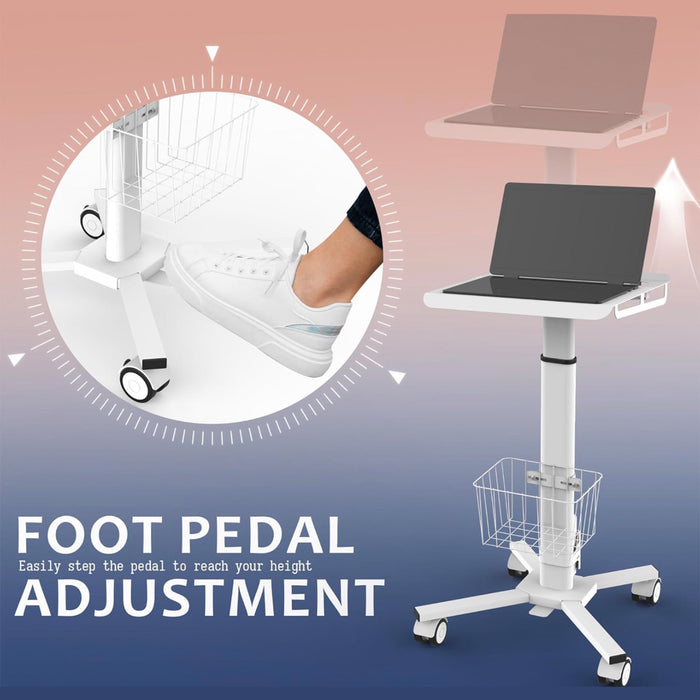 Adjustable Height Laptop Desk with Wheels Utility Medical Cart
