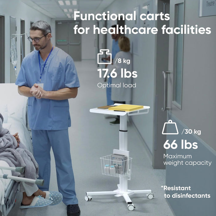 Adjustable Height Laptop Desk with Wheels Utility Medical Cart