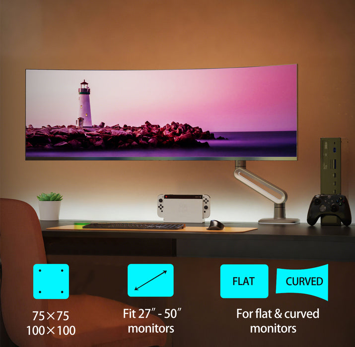 Gaming Monitor Arm – 27″–50″ Curved Screen (holds 18 kg) A6