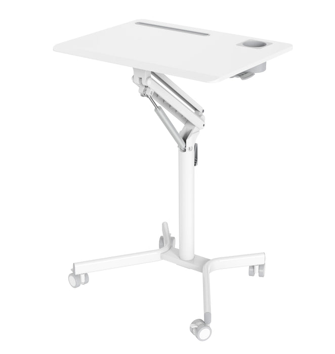 GKU Height Adjustable Mobile Standing Desk with Wheels 700x520mm Sit Stand Desk Laptop Desk for Home Office FDS101B-W
