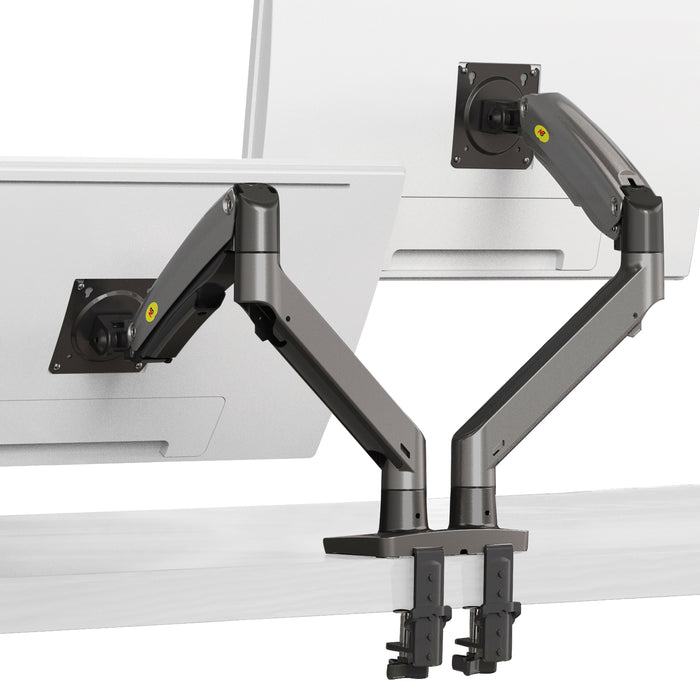 NEW G75 Model Dual Monitor Screen Desktop Monitor Mount, 3-12kg per arm, Gunmetal Grey