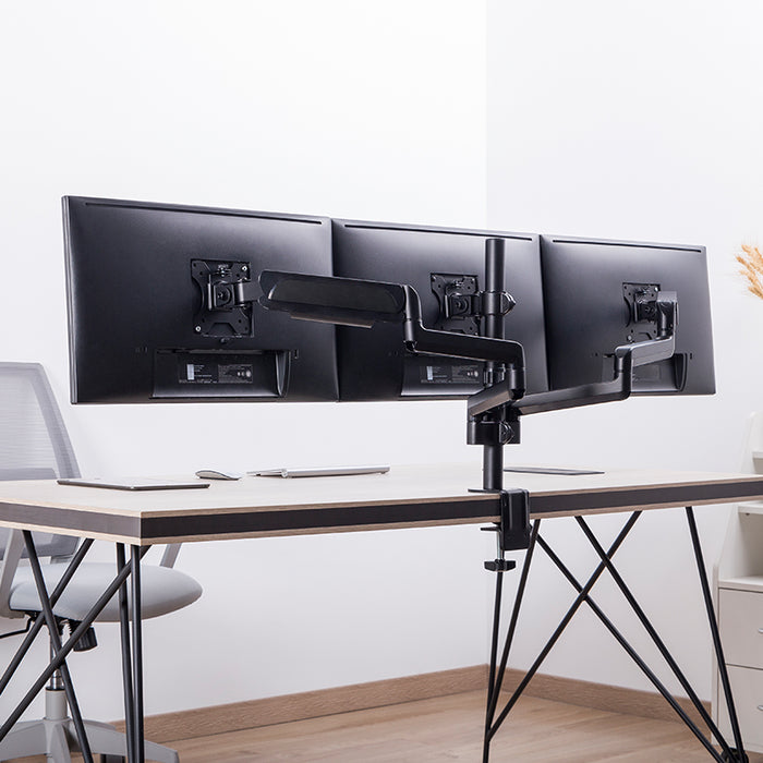 Pole Mounted Gas Spring Monitor Arms Mount Stand 3 Screens
