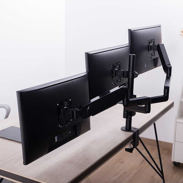 Pole Mounted Gas Spring Monitor Arms Mount Stand 3 Screens