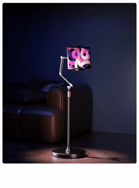 Aluminum Floor Tablet/iPad/Phone Holder Stand Mechanical Arm 360° Rotating