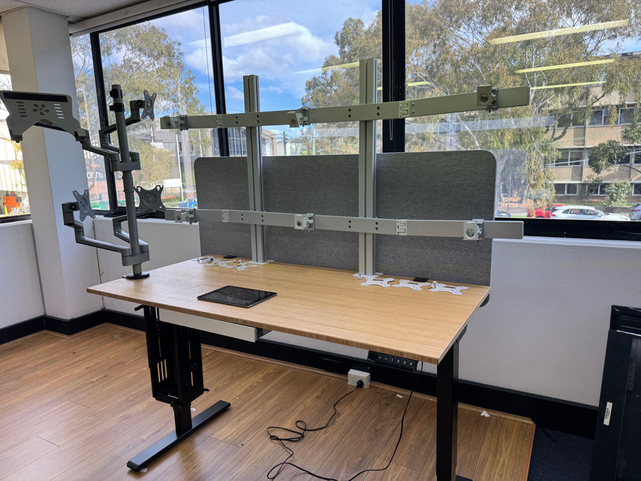 GKU Desk Privacy Panel F047-FS202 | 1500×600mm Grey Acoustic Desk Divider Screen with Dual Mount Brackets