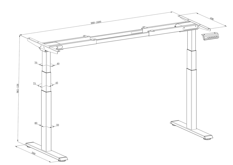 GKU Frame only Dual Motor Electric Sit/Stand Desk Frame