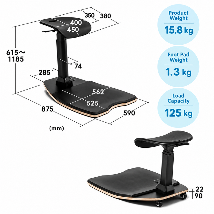 Ergonomic Standing Stool with Anti-Fatigue Mat & Wheels, Height Adjustable Sit Stand Chair for Home Office1. Ergonomic Standing Stool with Anti-Fatigue Mat & Wheels, Height Adjustable Sit Stand Chair for Home Office