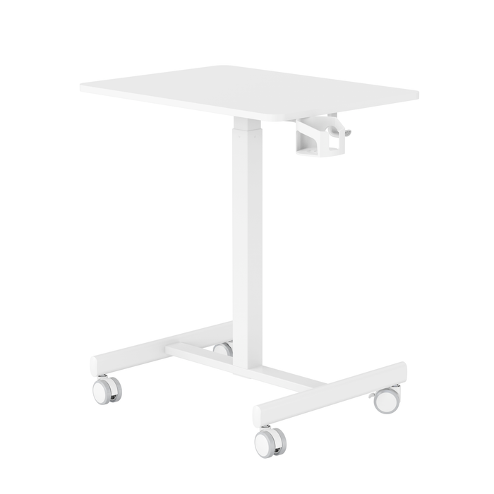 GKU Adjustable Mobile Standing Desk with Wheely & Cup Holder 650x480mm F047-FDS106B-A2,white/cup/ hook