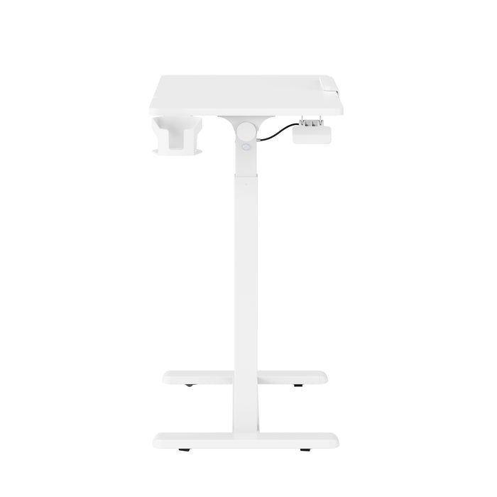 Gku Adjustable Height Overbed Side Table | Tilting Split Laptop Desk with Cup Holder, Mobile Sofa Standing Desk FA127 White