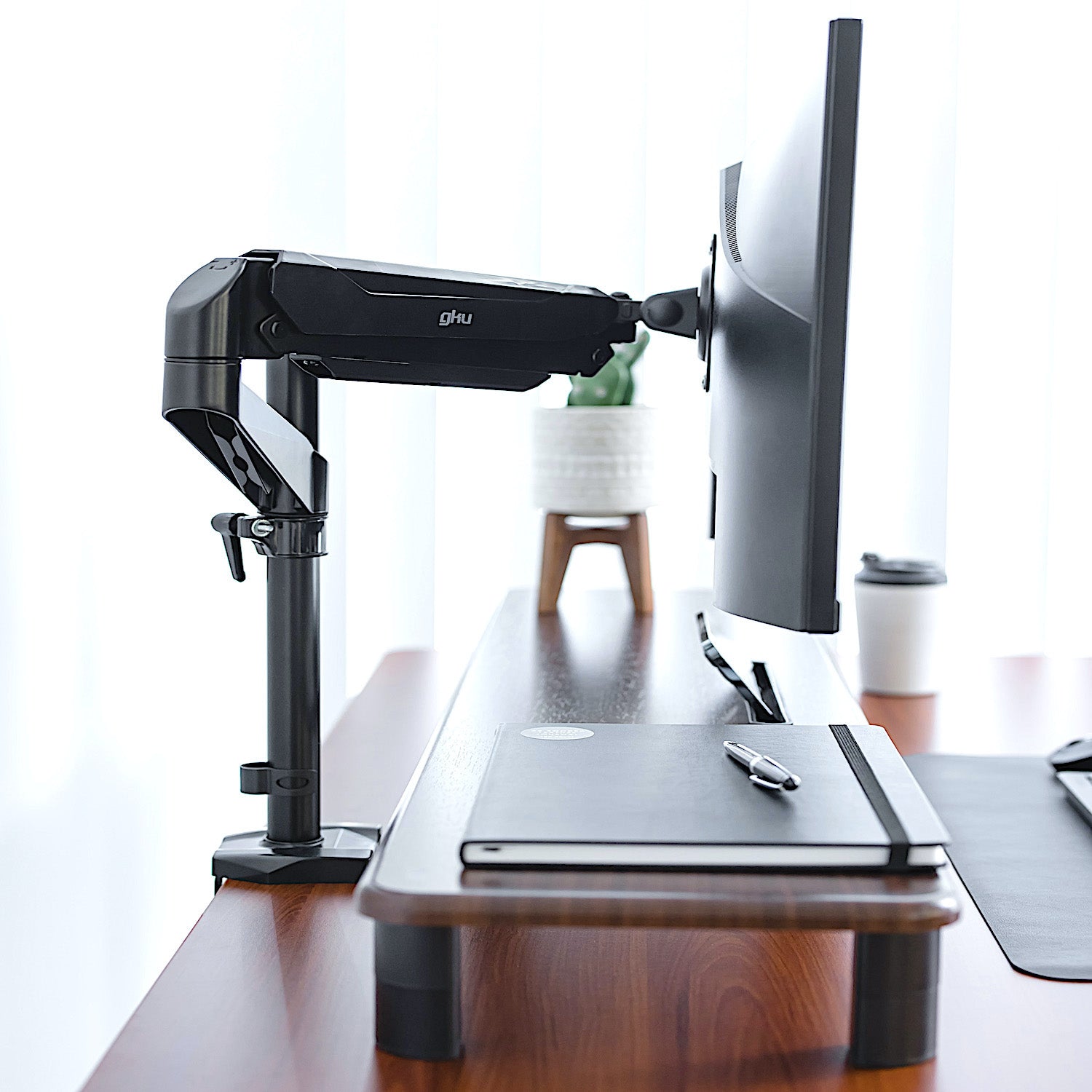 gku PRO-Riser V1 LCD Monitor Desk Mount Gas Spring Fully Adjustable Monitor Arm | gku.