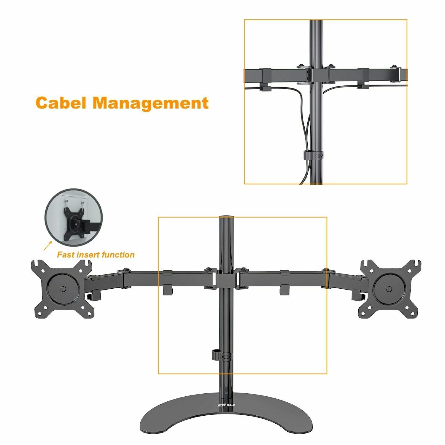 gku™ EZY-Riser Dual Monitor Mount Free Standing Dual Arm | gku.