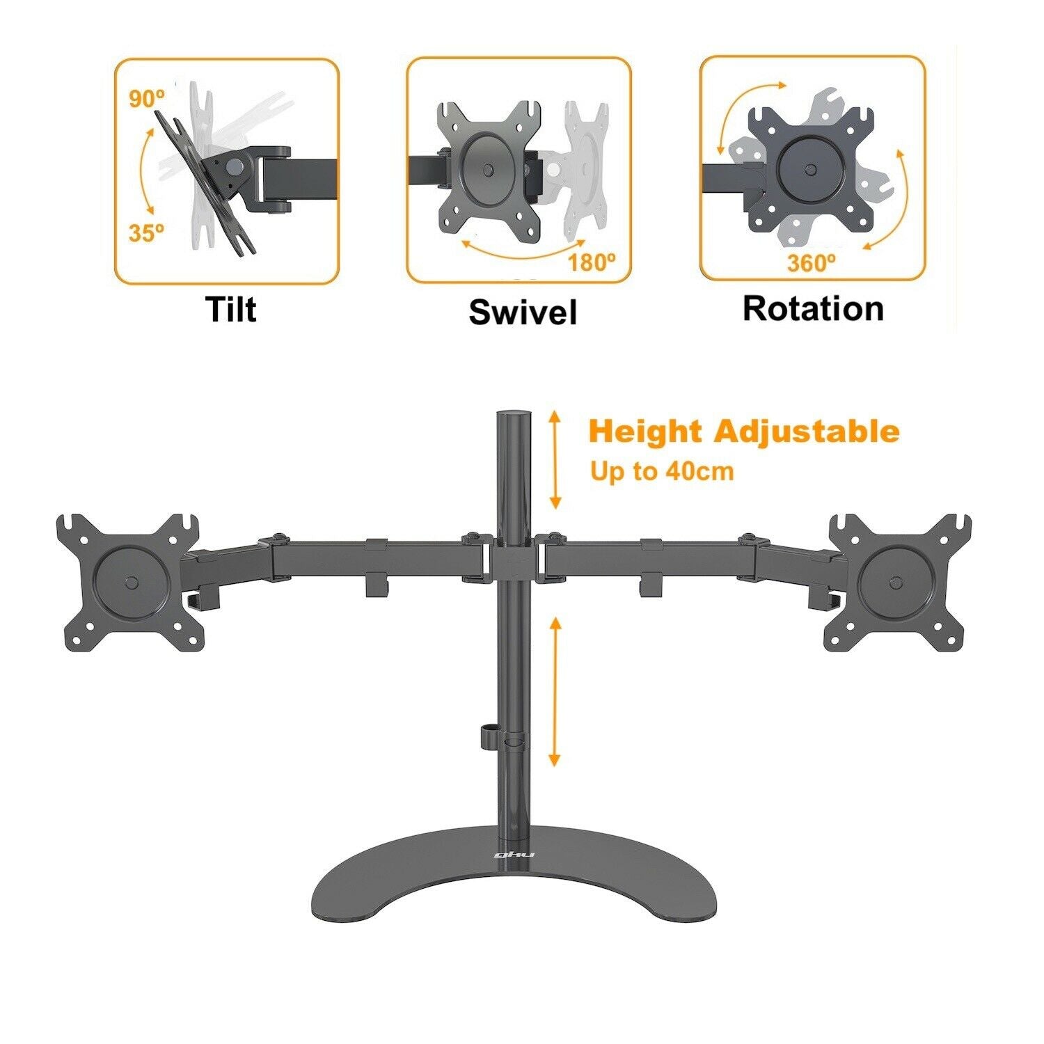 gku™ EZY-Riser Dual Monitor Mount Free Standing Dual Arm | gku.