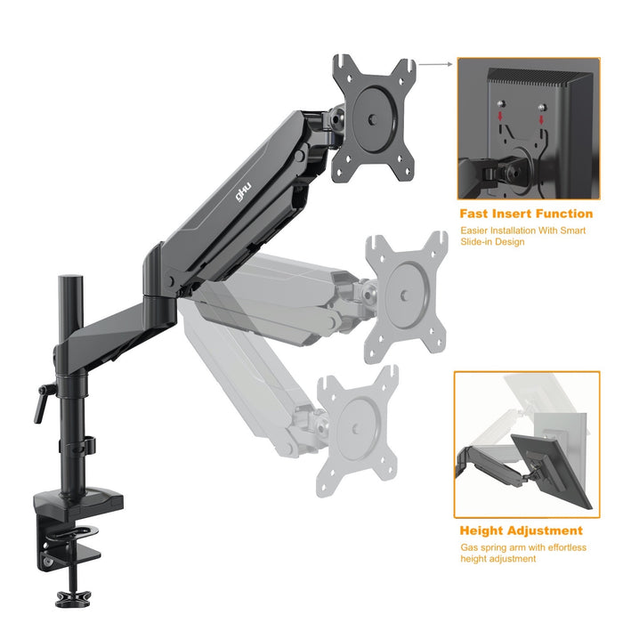 gku PRO-Riser V1 LCD Monitor Desk Mount Gas Spring Fully Adjustable Monitor Arm | gku.