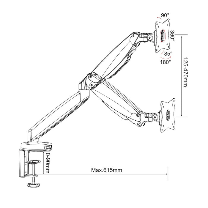 gku™ PRO-Riser© Single Monitor Desk Mount Gas Spring | gku.