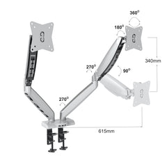 gku™ PRO-Riser© Dual Monitor Desk Mount Arm Gas Spring | gku.