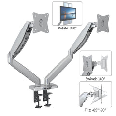 gku™ PRO-Riser© Dual Monitor Desk Mount Arm Gas Spring | gku.